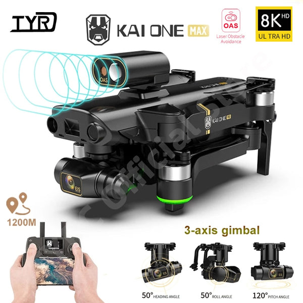 KAI ONE Pro/Max GPS Drone  8K HD Dual Camera Three-axis  Brushless Motor With 5G Wifi Quadcopter Rc Distance 1.2km - Phonesreborn