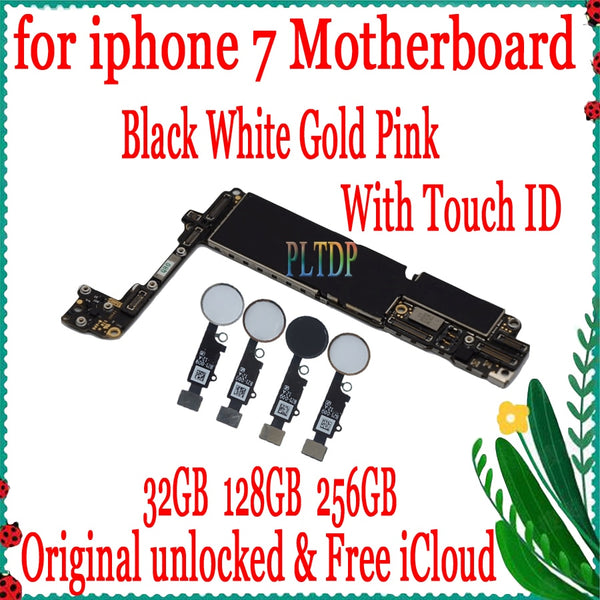 For iphone 7 4.7inch Motherboard unlocked Mainboard With Touch ID/NO Touch ID,100% Original for iphone 7 Logic board Good Tested - Phonesreborn